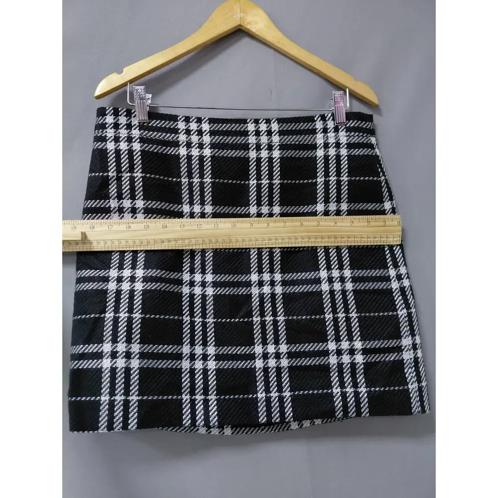 J.Crew Black White Plaid Skirt Women Size 10